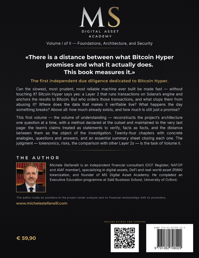 Michele Stefanelli 著《Due Diligence of a Layer 2 – The Bitcoin Hyper Case》第一卷封底